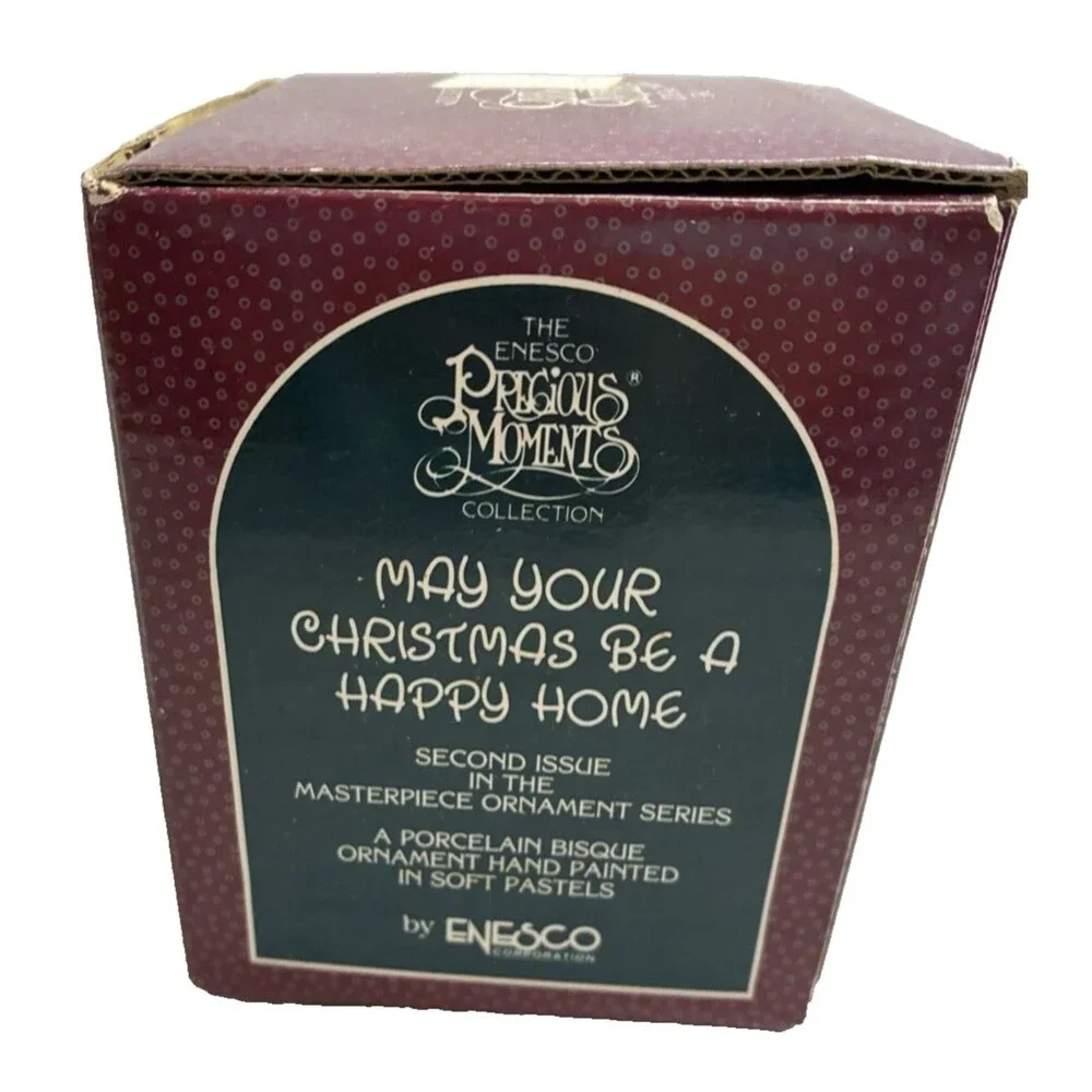 Precious Moments Ball Ornament 1990 May Your Christmas Be a Happy Home 523704
